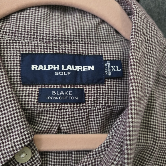 Ralph Lauren Golf Blake Men's Burgundy Tiny Check Cotton Shirt XL - Picture 12 of 12